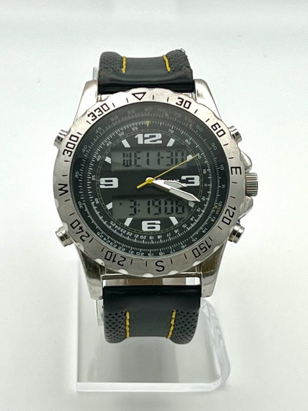 Stauer Centurion Mens Watch Hybrid Chrono Black and Silver Working